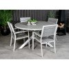 Table de jardin ronde, 4 personnes blanche et grise