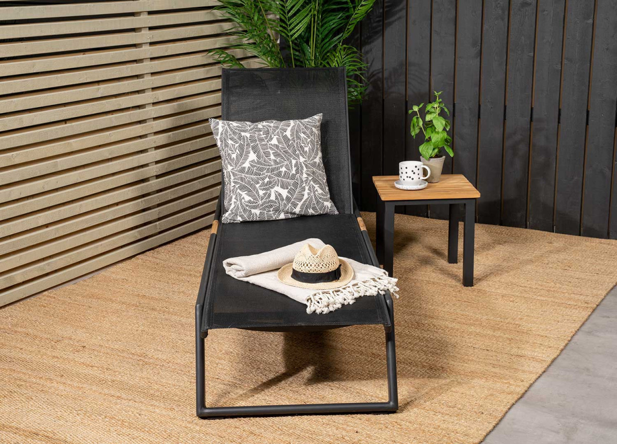 2 Chaises longues en aluminium et tissu noir