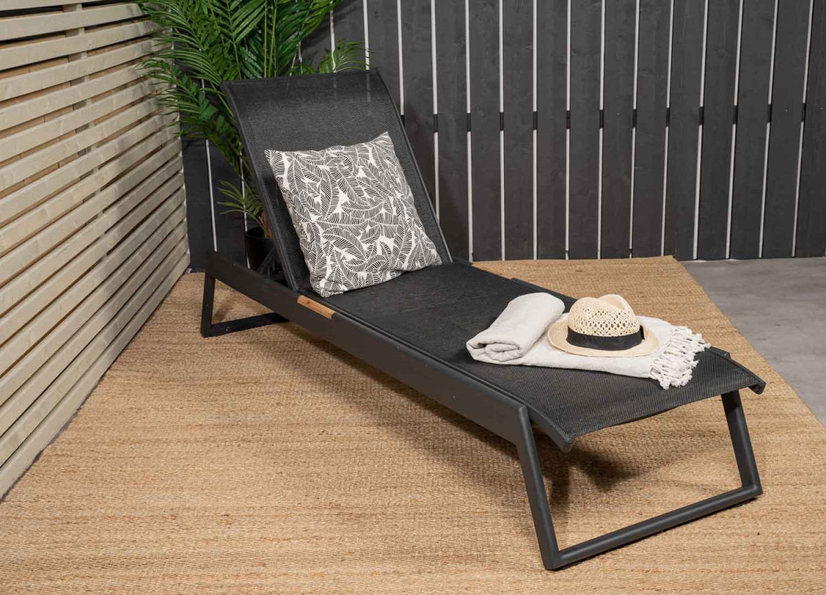 2 Chaises longues en aluminium et tissu noir