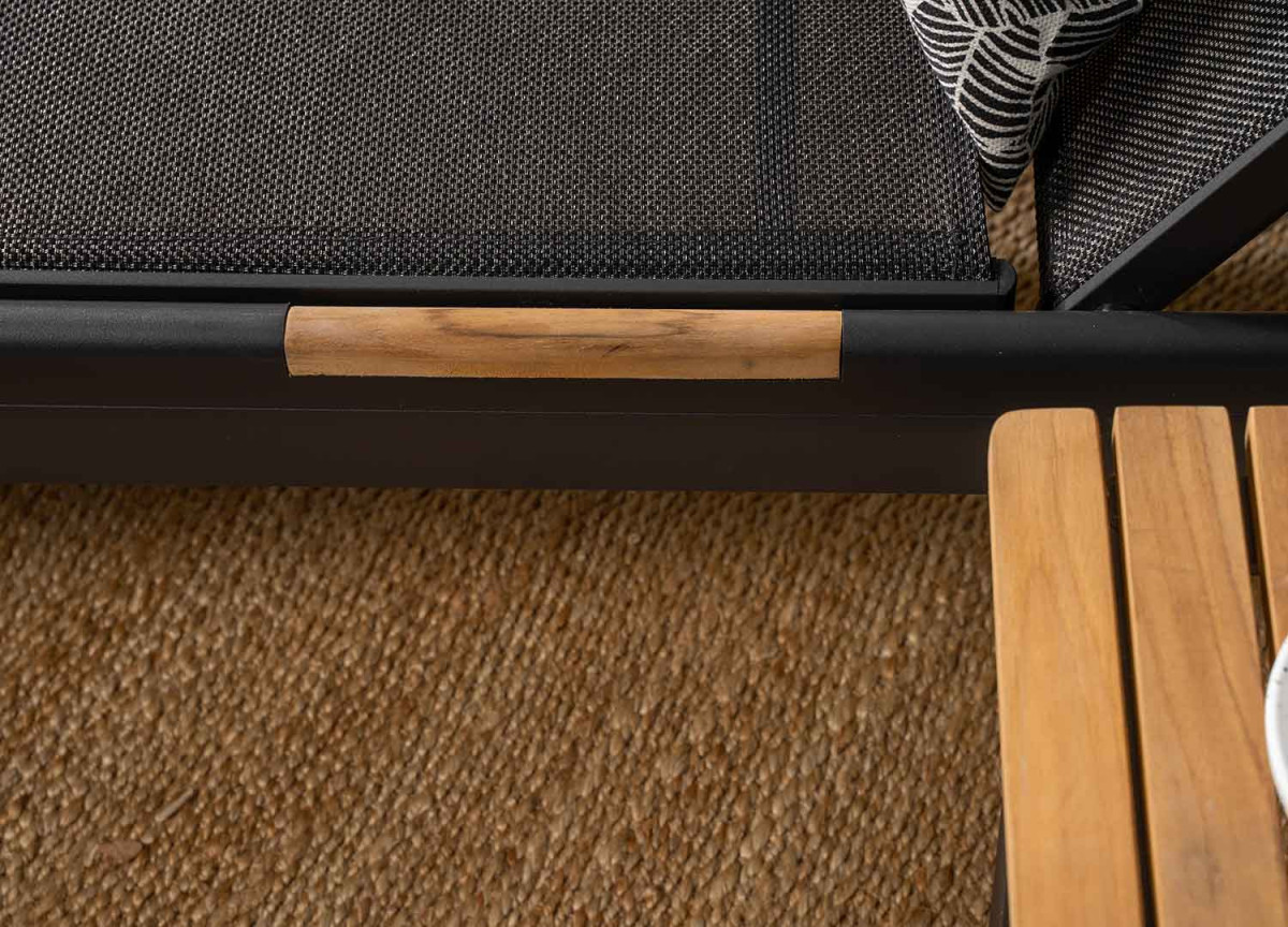2 Chaises longues en aluminium et tissu noir