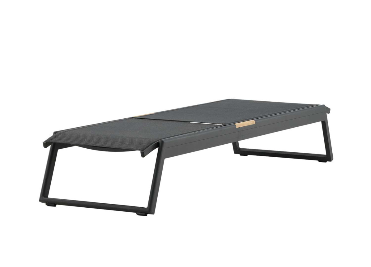2 Chaises longues en aluminium et tissu noir