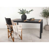 Table de jardin en aluminium noir et bois de teck 150 cm