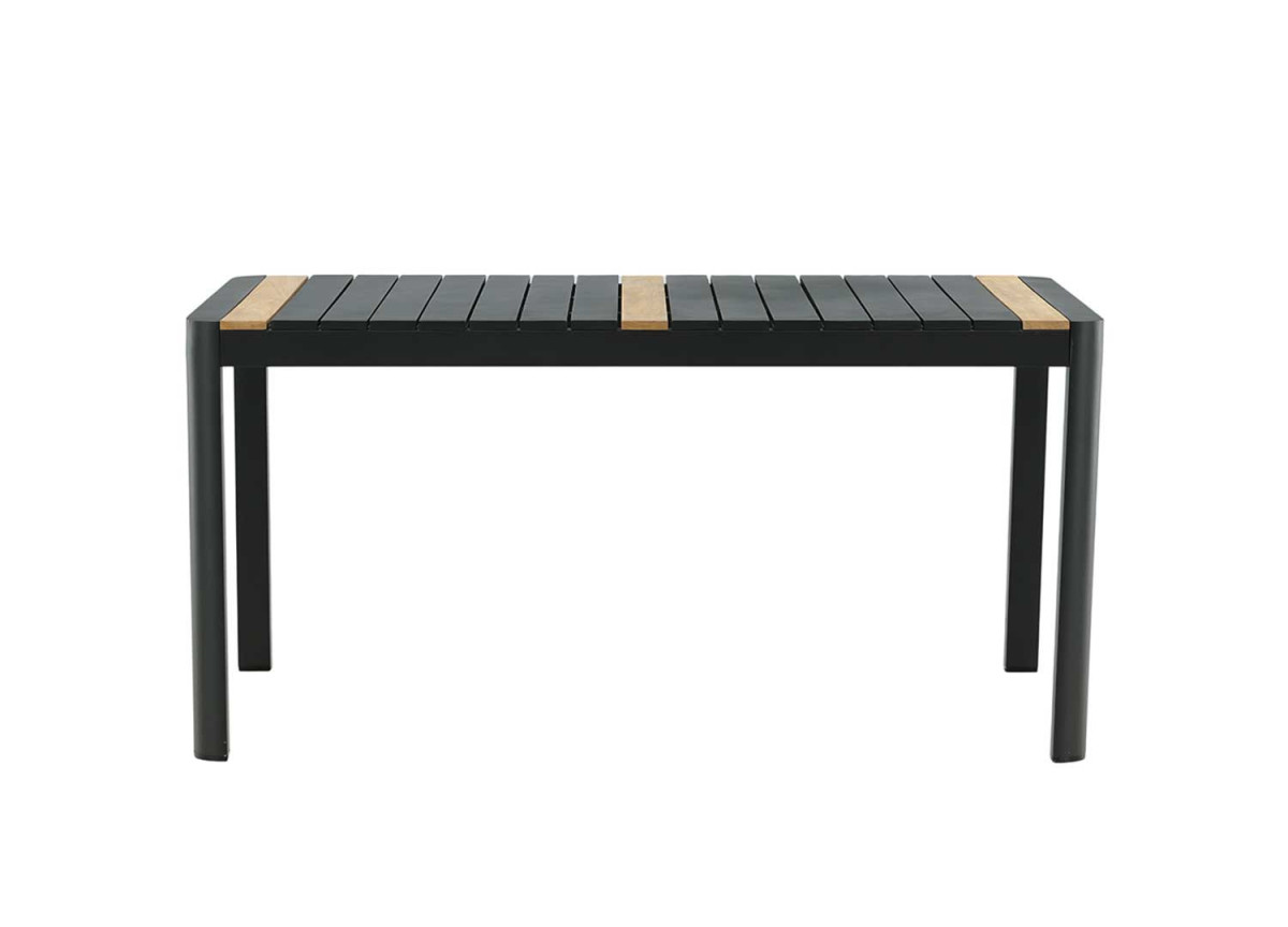 Table de jardin en aluminium noir et bois de teck 150 cm