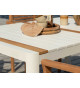 Table de jardin en aluminium blanc et bois de teck 150 cm