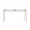 Table de jardin en aluminium blanc et bois de teck 150 cm