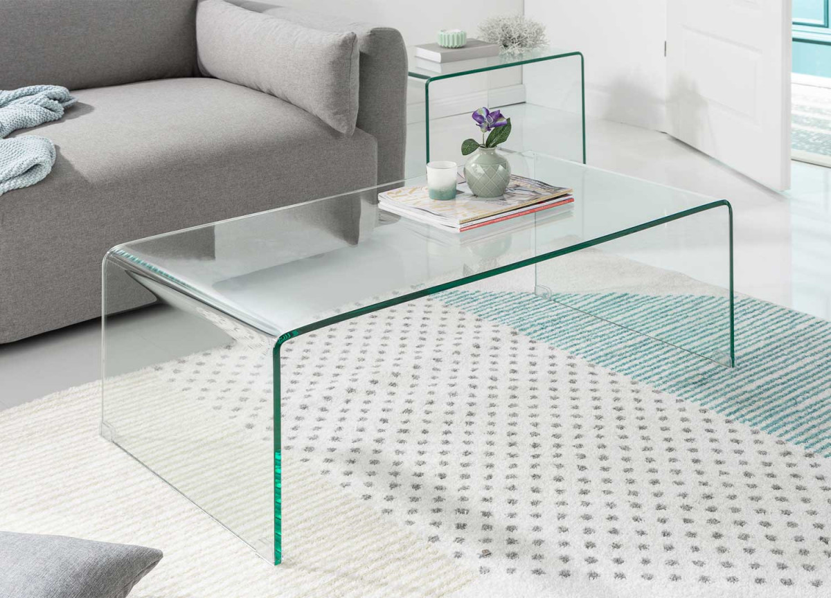 Table basse et table d'appoint moderne en verre