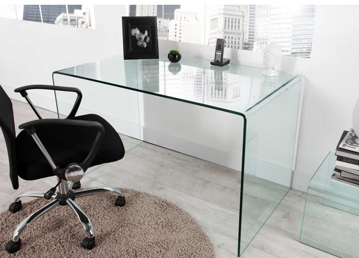 Bureau en verre trempé 120 cm Gerardo
