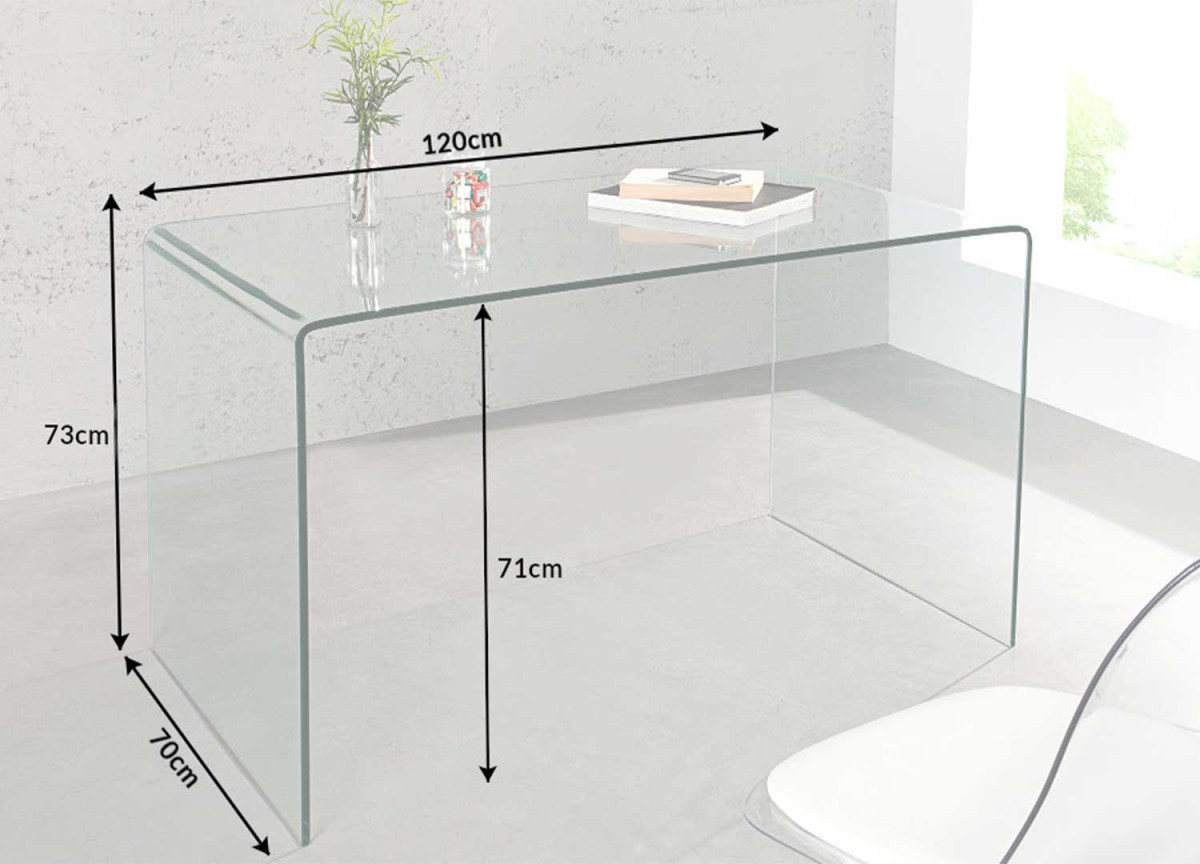 Bureau en verre trempé 120 cm