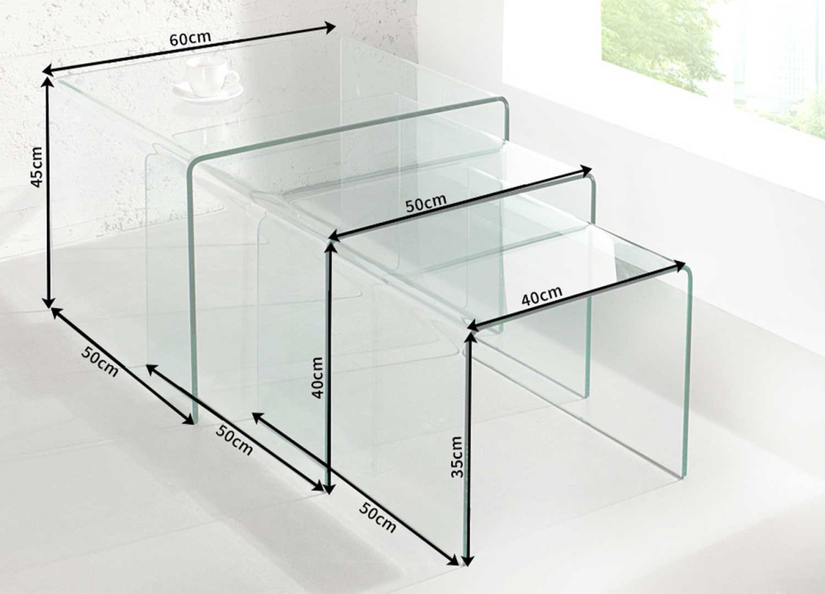 Tables basses en verre emboîtables