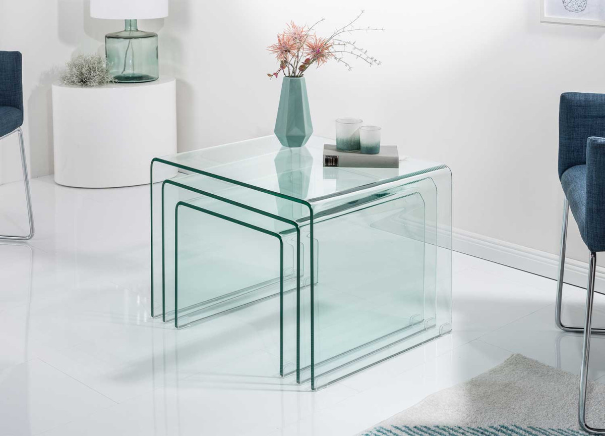 Tables basses en verre emboîtables modernes