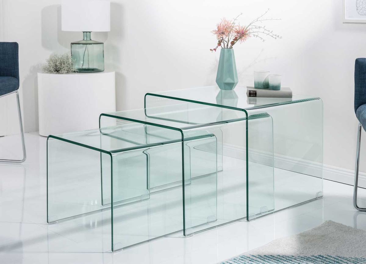 Tables basses en verre emboîtables design