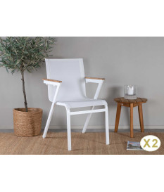 Chaises de jardin design blanche et bois