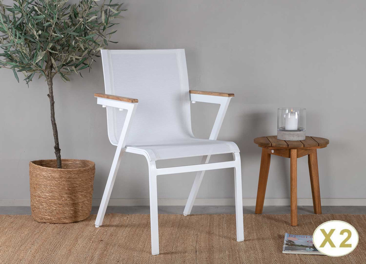 Chaises de jardin design blanche et bois