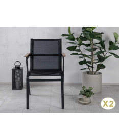 Chaises de jardin design noir et bois