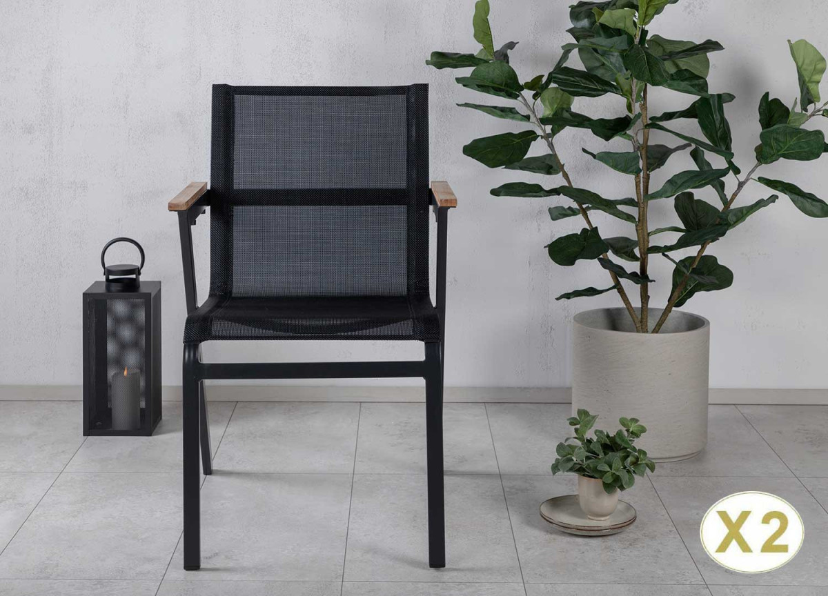 Chaises de jardin design noir et bois
