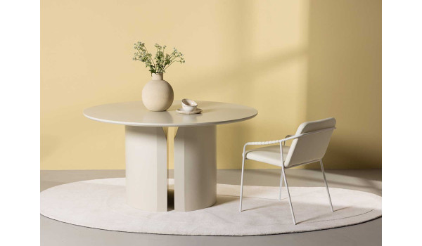 Table à manger ronde en bois 140 cm coloris beige