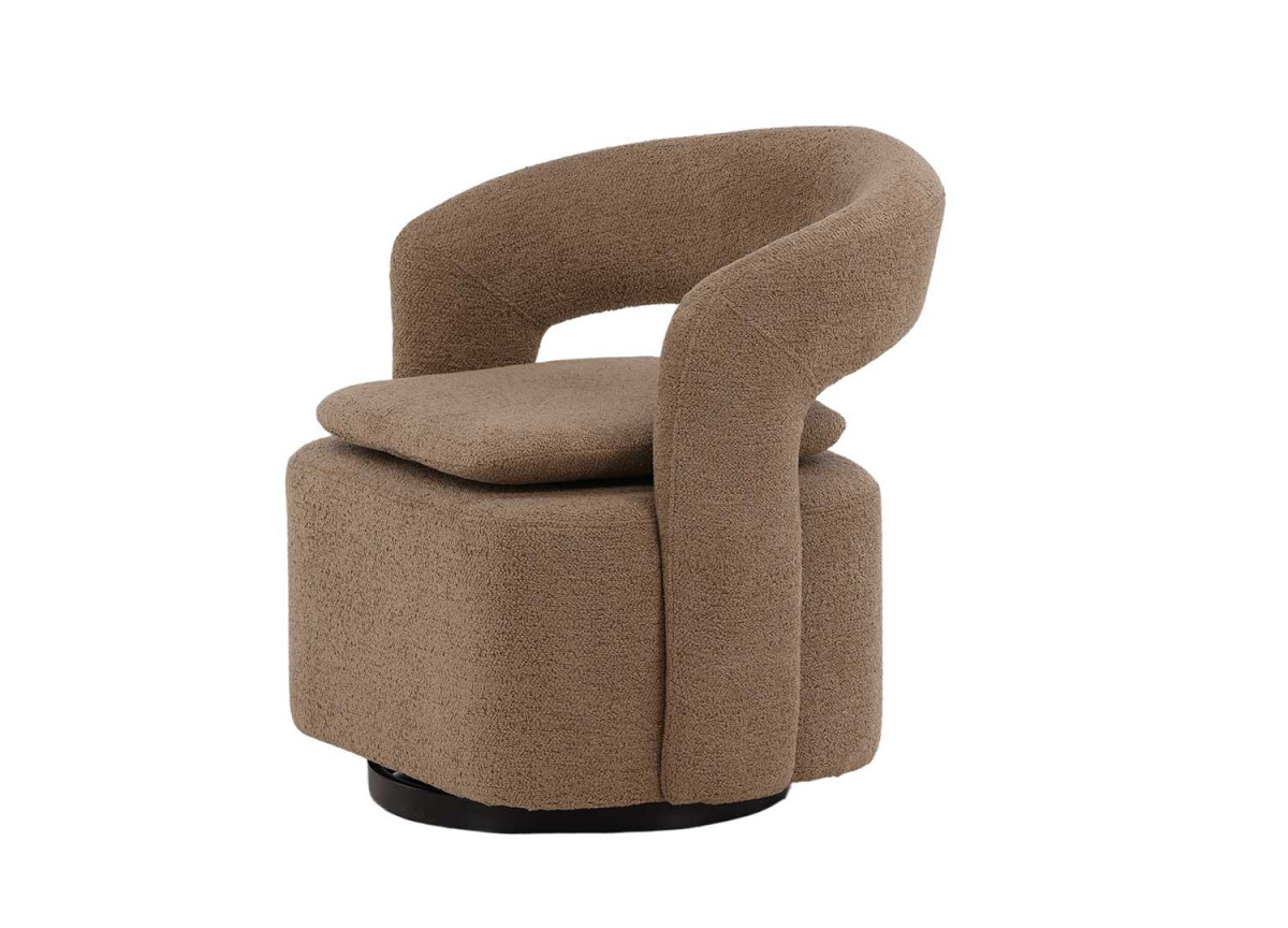 Fauteuil design en tissu bouclé brun clair