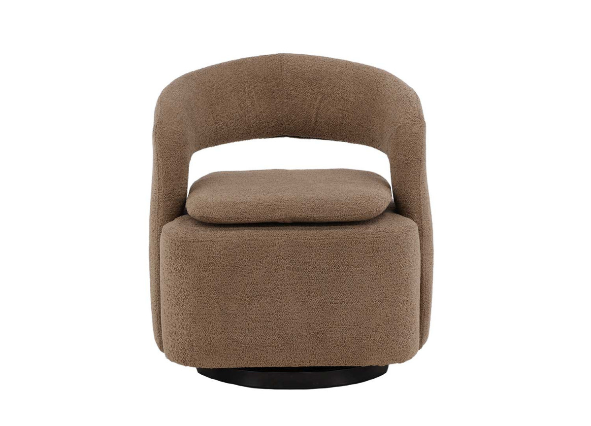 Fauteuil design en tissu bouclé brun clair