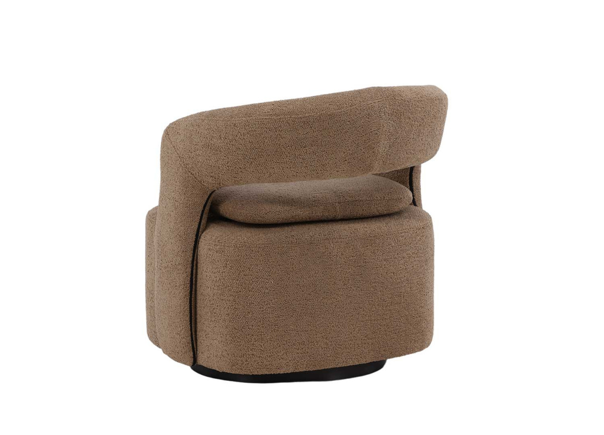 Fauteuil design en tissu bouclé brun clair