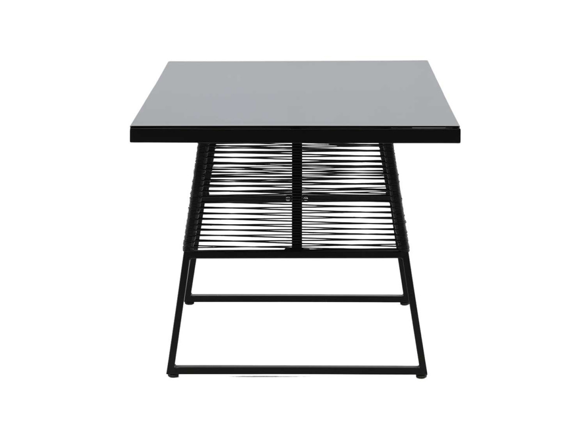 Table de jardin en verre et aluminium noir