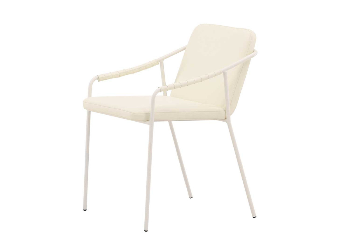 Chaise beige rembourrée en simili cuir
