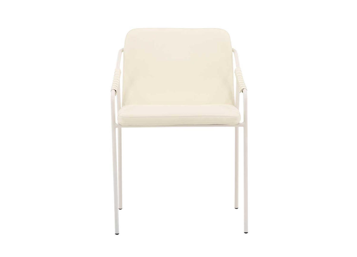 Chaise beige rembourrée en simili cuir