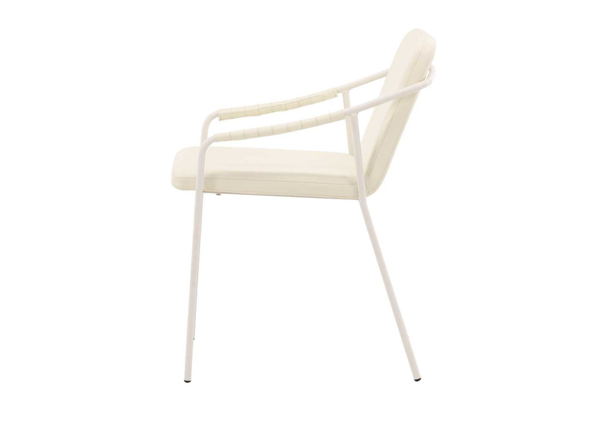 Chaise beige rembourrée en simili cuir