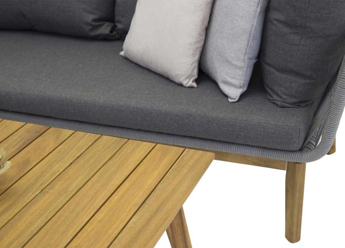 Salon de jardin d'angle avec table basse