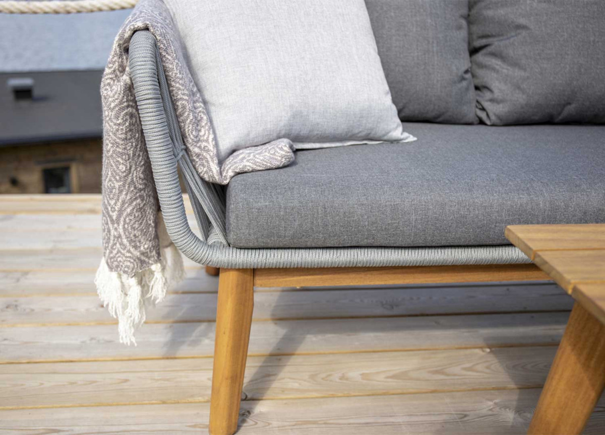 Salon de jardin d'angle avec table basse