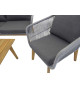 Banquette fauteuil et table de jardin gris et bois