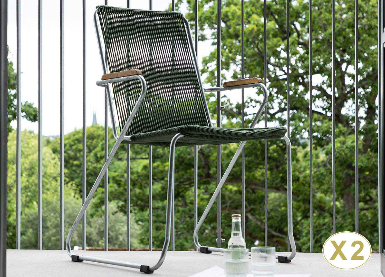 Fauteuil de jardin vert, chaise de jardin corde design