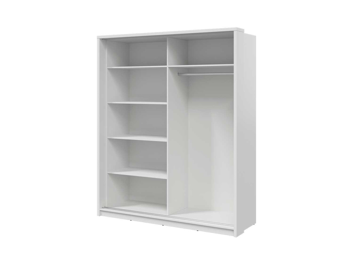 Armoire 2 portes coulissantes blanche avec miroir asymétrique