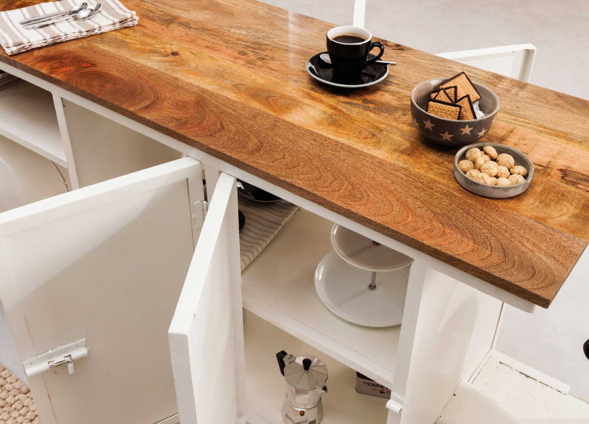 Scooter Bar Vintage Manguier et Métal Blanc 2m50