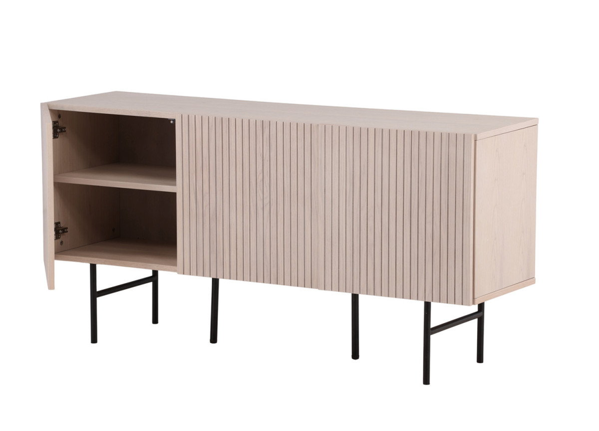 Buffet moderne 3 portes chêne blanchi et noir
