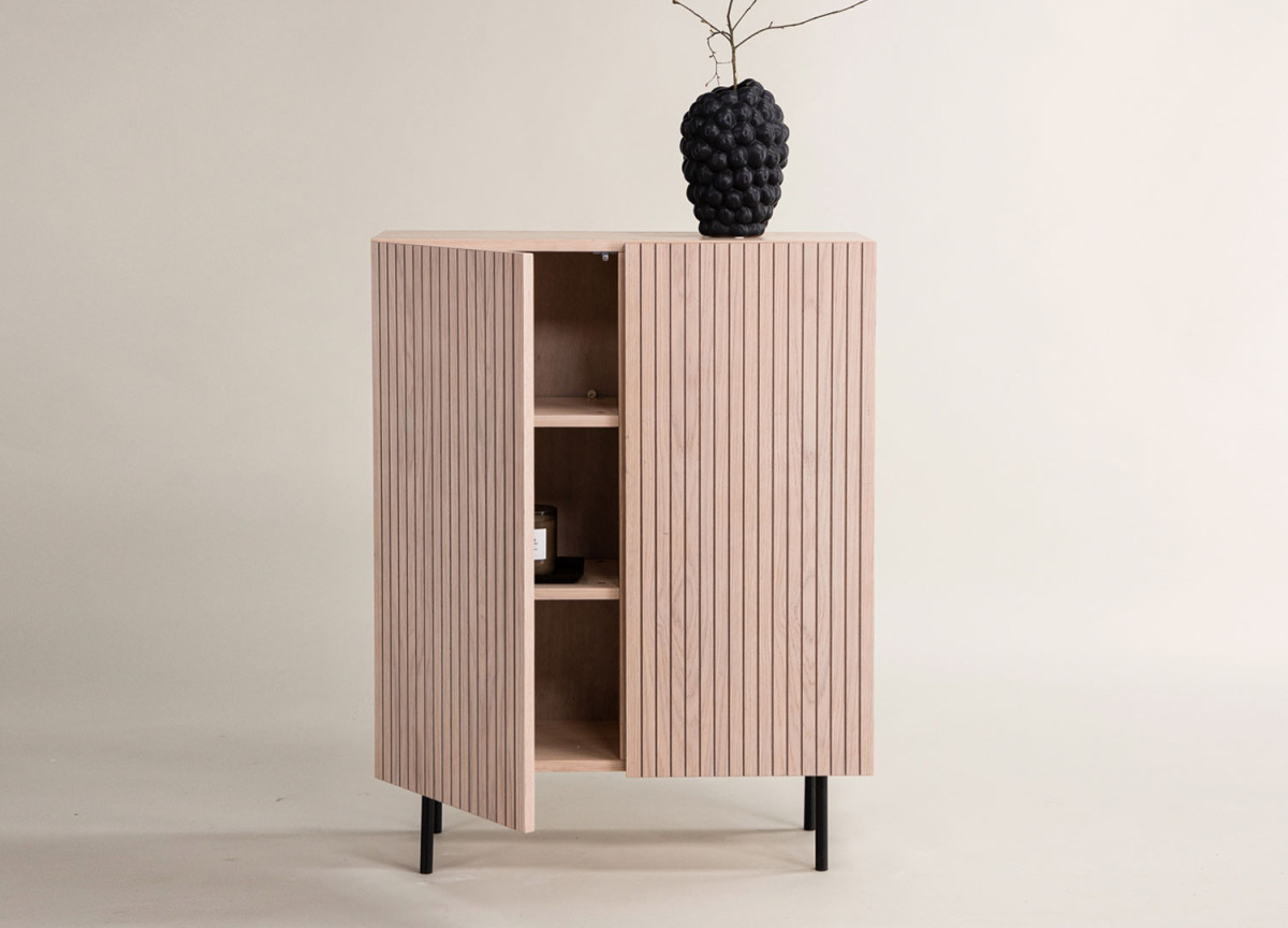 Buffet commode chêne blanchi et noir