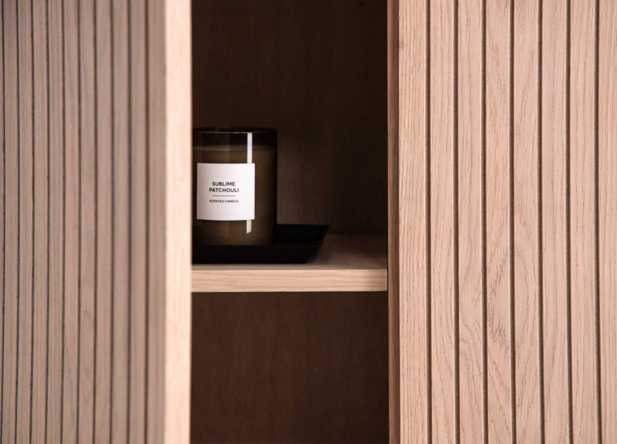 Buffet commode chêne blanchi et noir