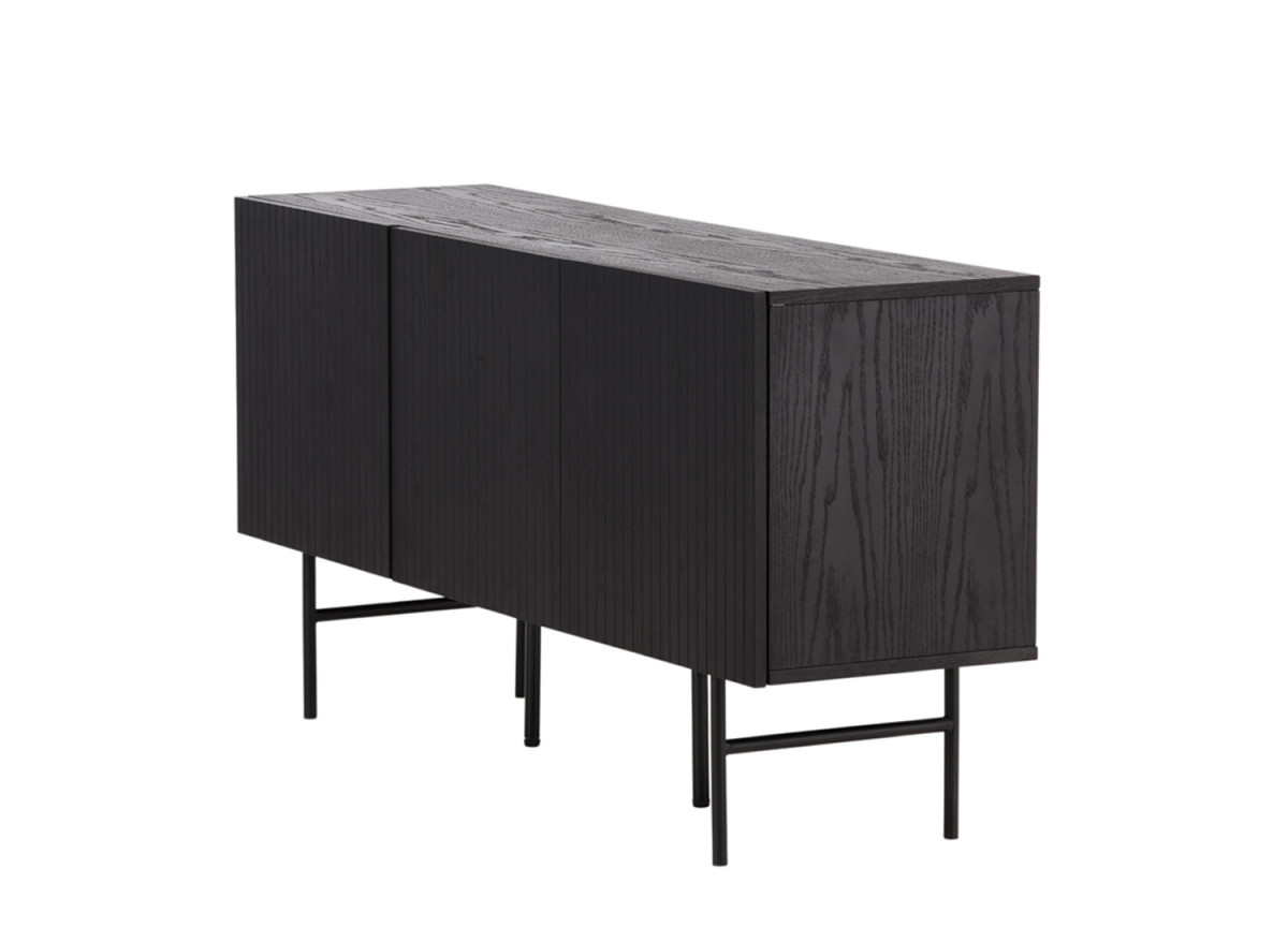Buffet noir 150 cm façades rainurées
