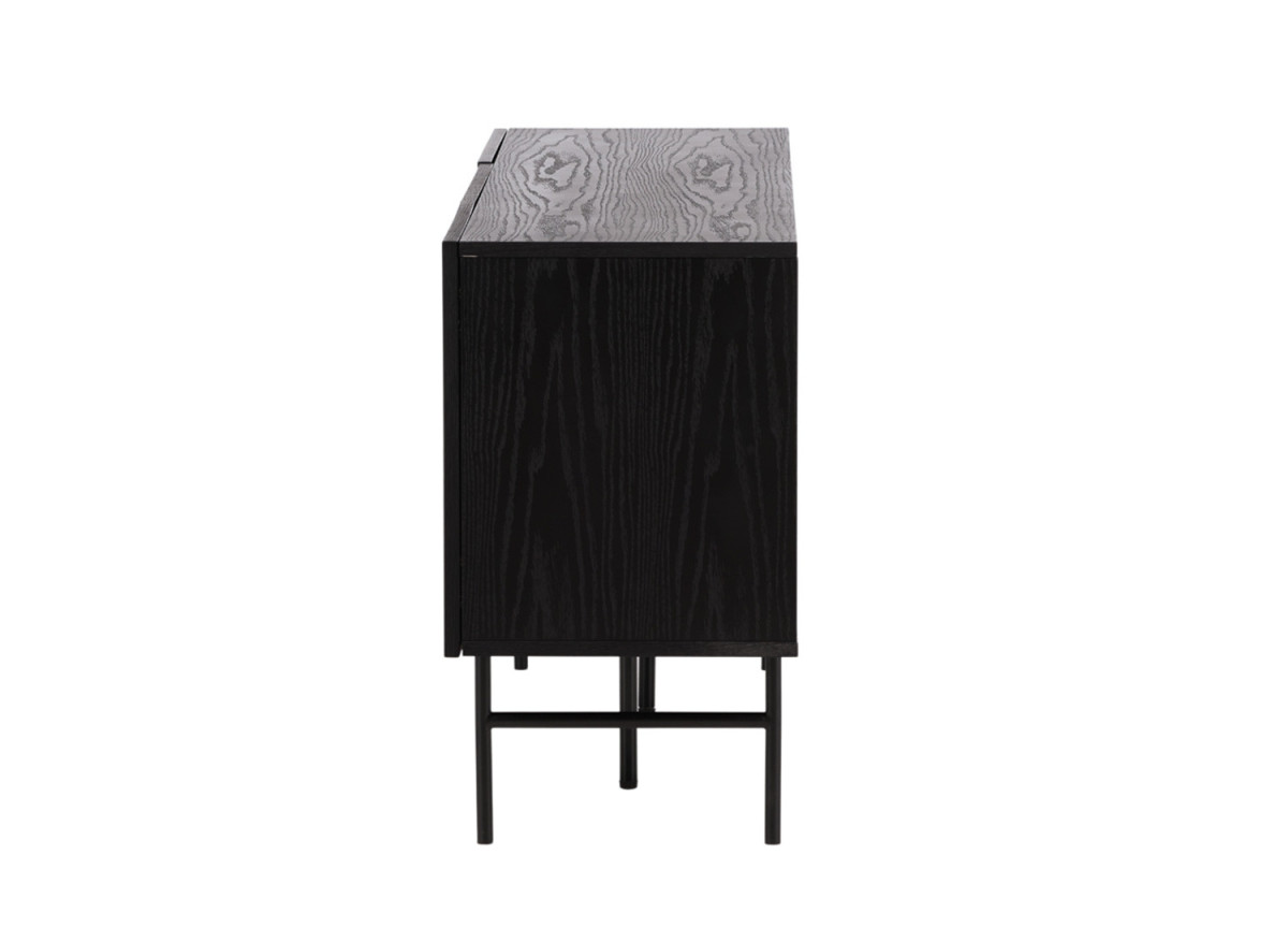 Buffet noir 150 cm façades rainurées