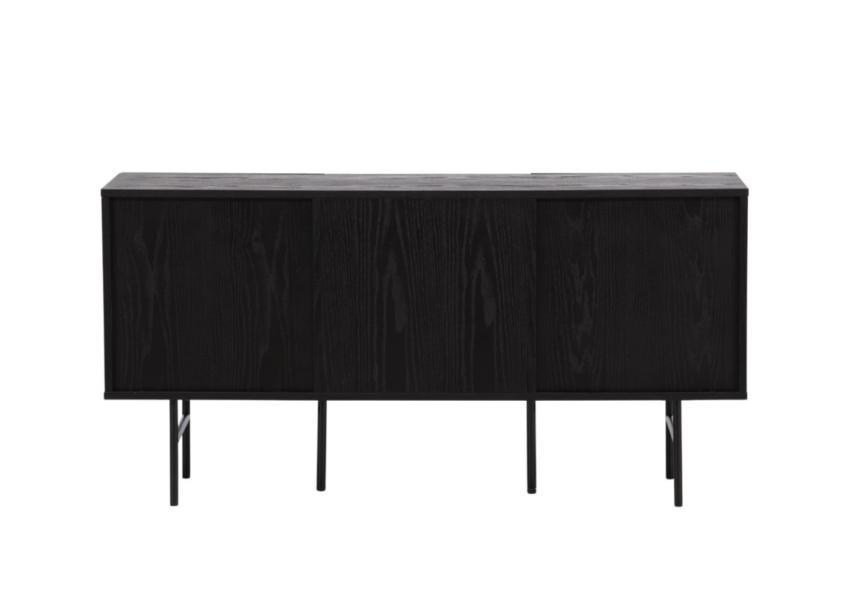 Buffet noir 150 cm façades rainurées