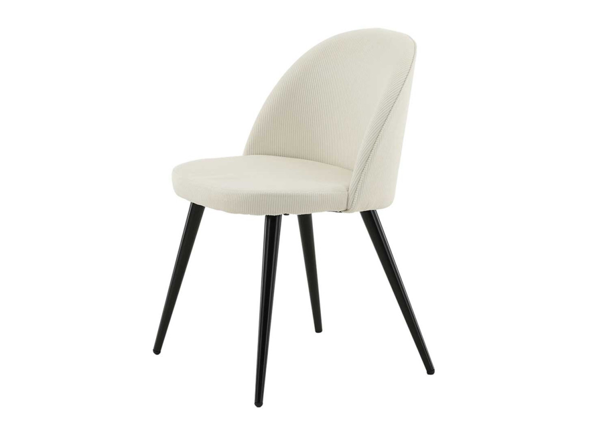 Chaises en velours côtelé blanc