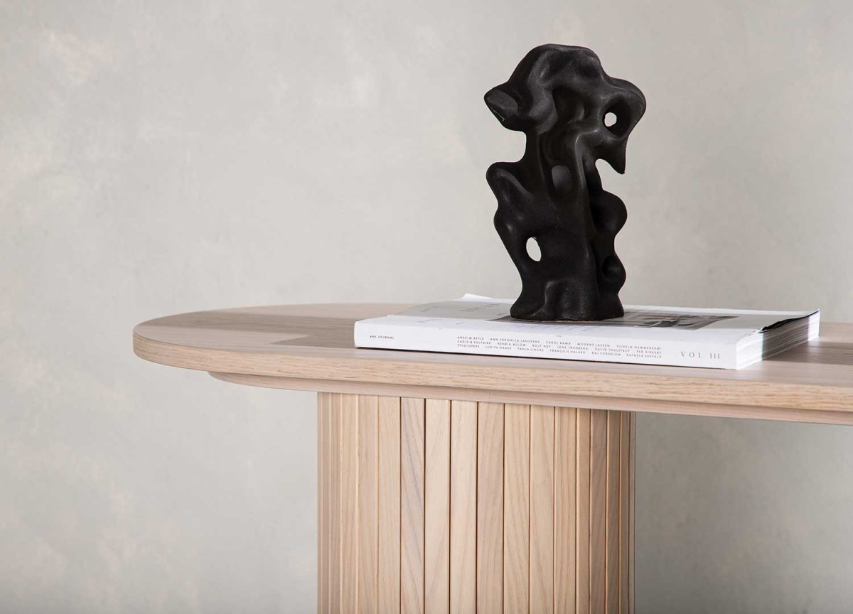 Console chêne blanchi et pieds cylindriques