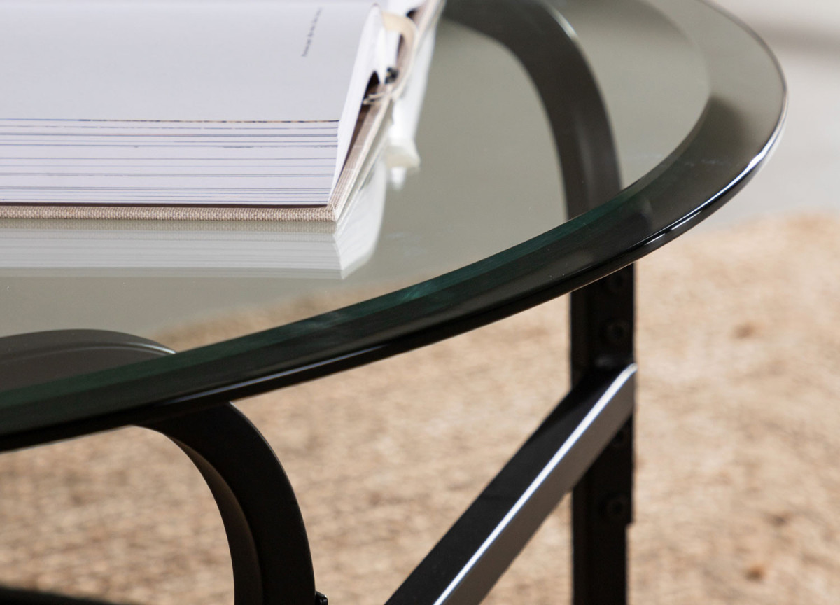 Table Basse Ronde en Verre Fumé Moderne