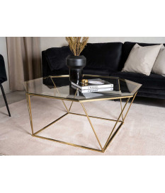 Table basse verre et doré forme design
