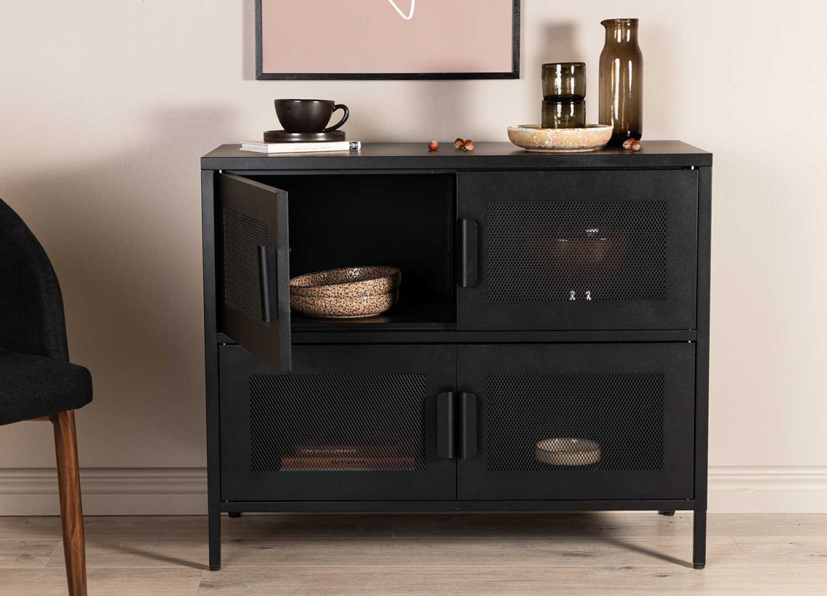 Commode 4 portes métal noir