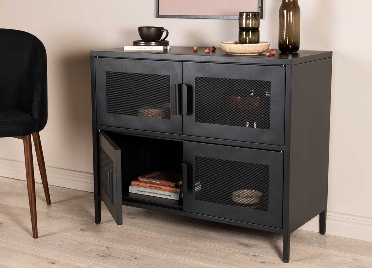 Commode 4 portes métal noir