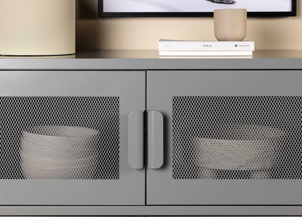 Meuble commode métal gris 90 cm