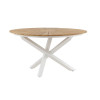 Table de jardin ronde 140 cm blanche et teck