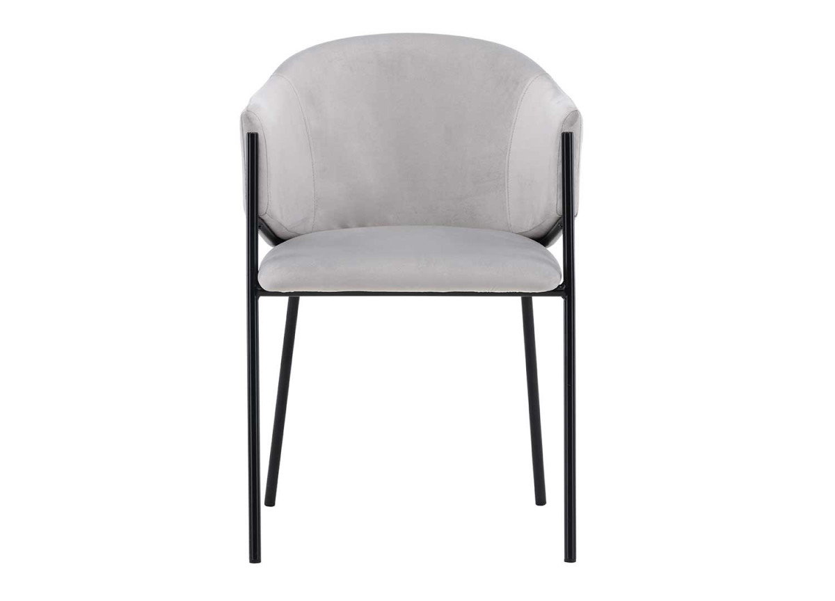 Fauteuils velours gris et métal noir