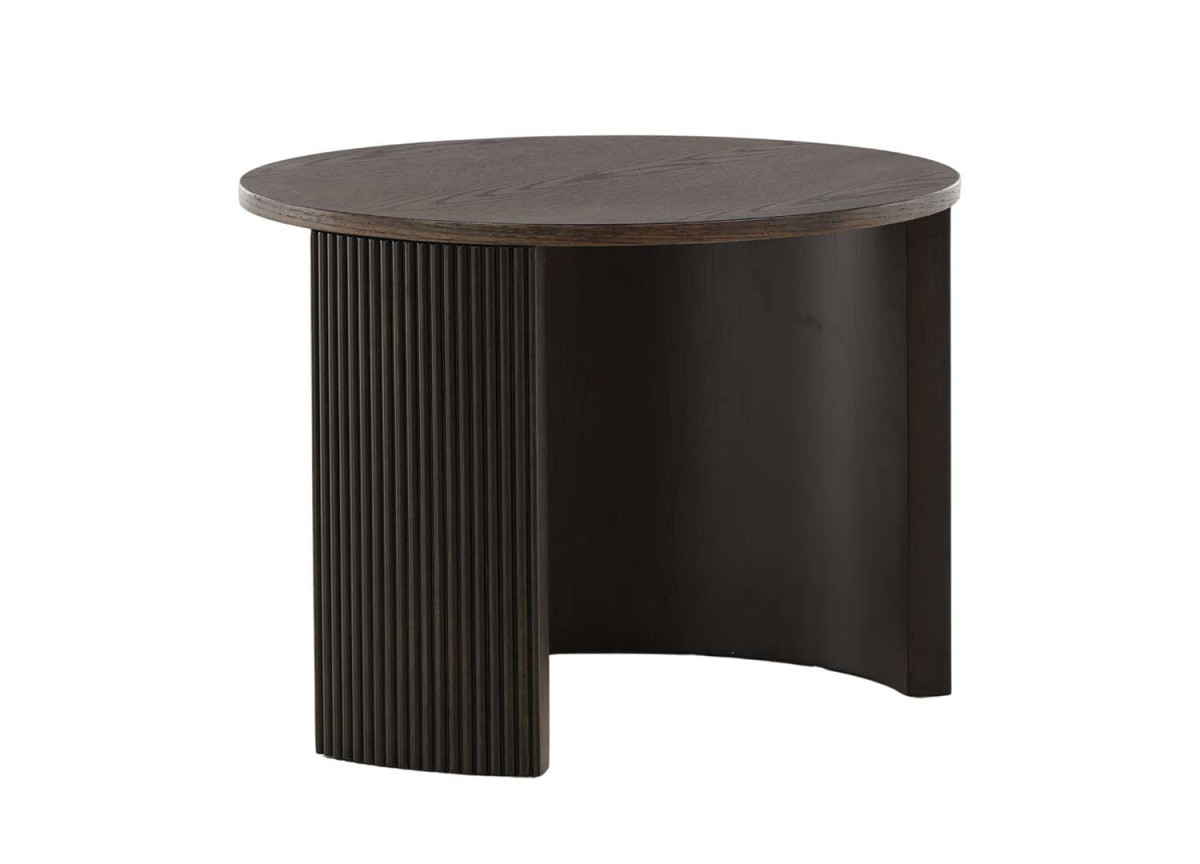 Bout de canapé rond couleur bois moka