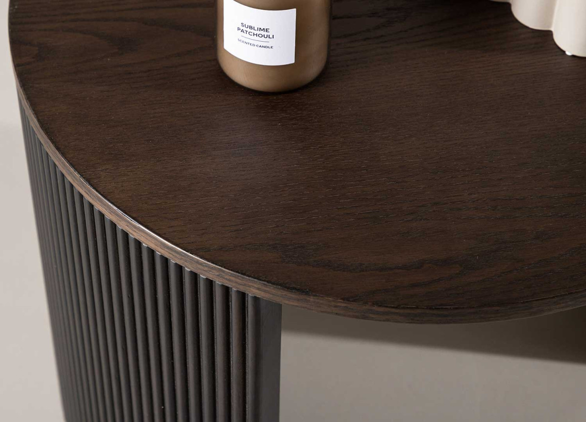 Table d'Appoint / Bout de Canapé rond - Coloris moka